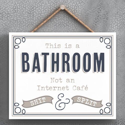 P3395 - Not Internet Cafe Modern Grey Typography Home Humour Wooden Hanging Plaque