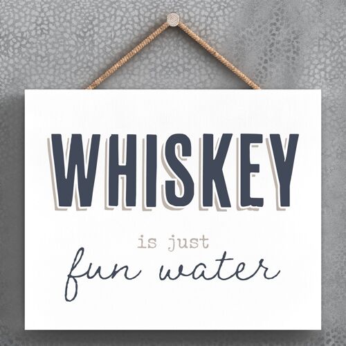 P3399 - Whiskey Fun Water Modern Grey Typography Home Humour Wooden Hanging Plaque