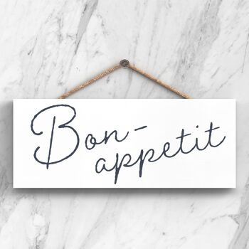 P3404 - Bon Appétit Moderne Gris Typographie Home Humour Plaque à Suspendre en Bois 1