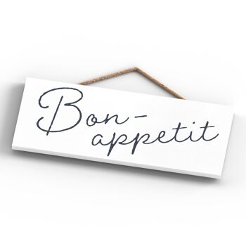 P3404 - Bon Appétit Moderne Gris Typographie Home Humour Plaque à Suspendre en Bois 4