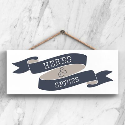 P3409 - Herbes Et Épices Moderne Gris Typographie Maison Humour Plaque Suspendue En Bois