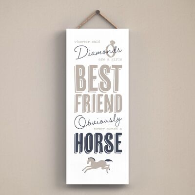 P3421 - Diamonds Or Horse Modern Grey Typography Home Humour Wooden Hanging Plaque