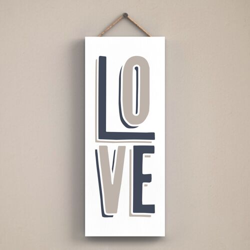 P3430 - Love Modern Grey Typography Home Humour Wooden Hanging Plaque