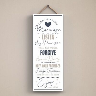 P3431 - Marriage Rules Grey Typography Home Humour Wooden Hanging Plaque