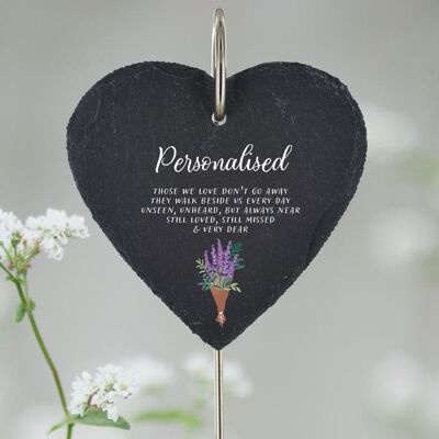 P3445 - Personalised Those We Love Dont Go Lavender Memorial Slate Grave Plaque