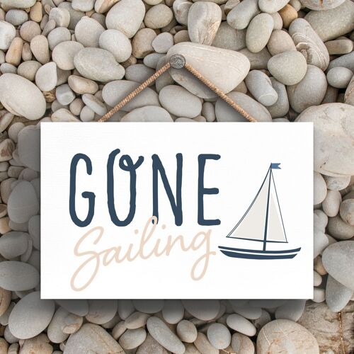 P3453 - Gone Sailing Seaside Beach Themed Nautical Hanging Plaque