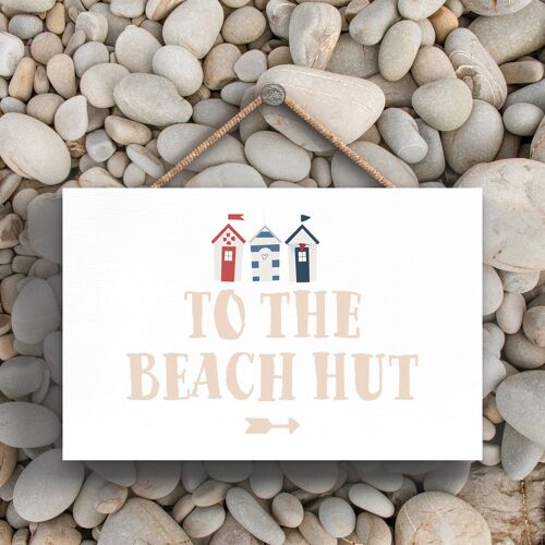 P3455 - The Beach Hut Rules Seaside Beach Themed Nautical Hanging Plaque