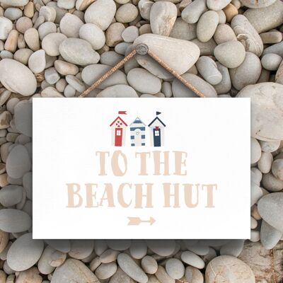 P3455 - La cabaña de la playa gobierna la placa colgante náutica temática de la playa costera