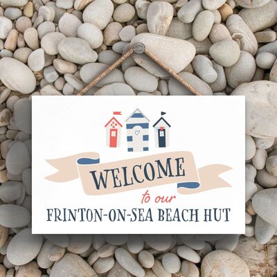 P3457_FRINTON – Welcome Frinton On Sea Beach Hut Seaside Beach Themenschild zum Aufhängen im maritimen Stil