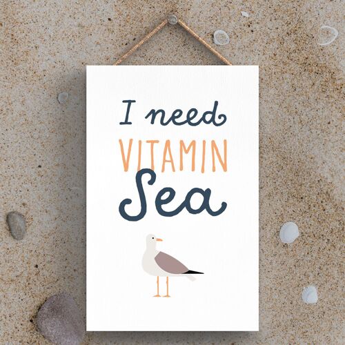 P3466 - Vitamin Sea Seagull Seaside Beach Themed Nautical Hanging Plaque