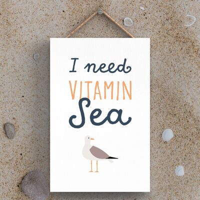 P3466 - Vitamin Sea Seagull Seaside Beach Themed Nautical Hanging Plaque