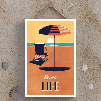 P3469 - Plaque à suspendre nautique sur le thème de la plage et du transat Beach Life 1