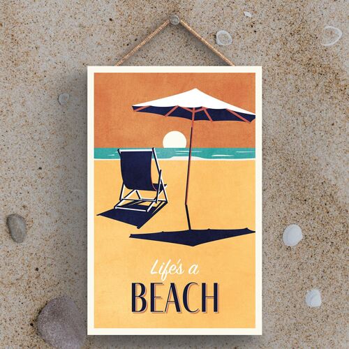 P3471 - Life Is A Beach Deckchair Seaside Beach Themed Nautical Hanging Plaque