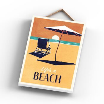 P3471 - Plaque à suspendre nautique sur le thème de la plage, la vie est une chaise longue de plage 3