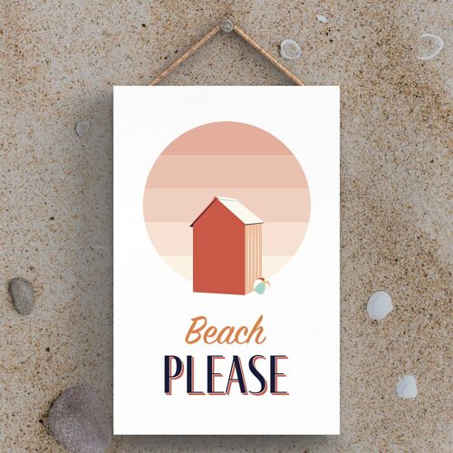 P3472 - Beach Please Seaside Beach Themed Nautical Hanging Plaque