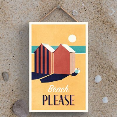 P3473 – Beach Please Seaside Beach Hängeschild zum Aufhängen im maritimen Stil