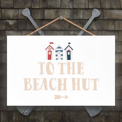 P3485 - The Beach Hut Rules Seaside Beach Themed Nautical Hanging Plaque
