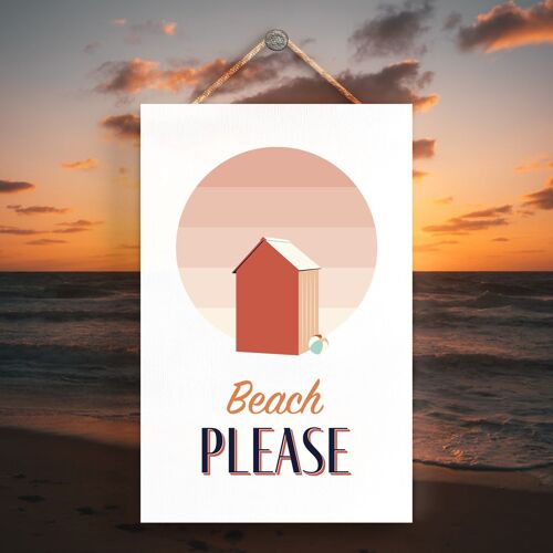 P3502 - Beach Please Seaside Beach Themed Nautical Hanging Plaque