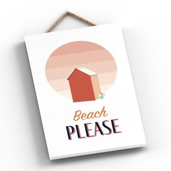 P3502 - Plaque à suspendre nautique sur le thème de la plage Beach Please Seaside 2