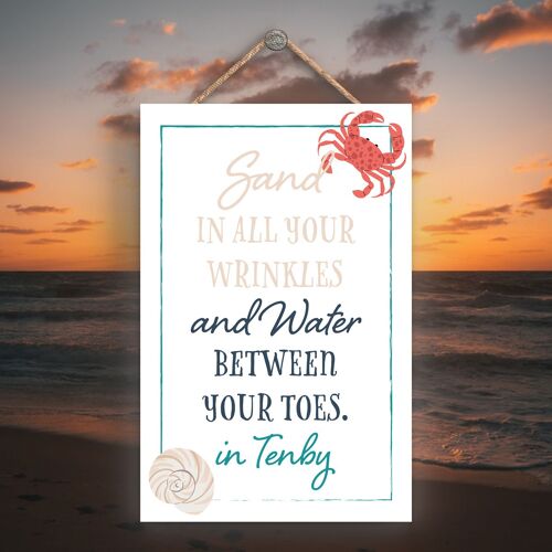 P3505_TENBY - Sand In Wrinkles In Tenby Seaside Beach Themed Nautical Hanging Plaque