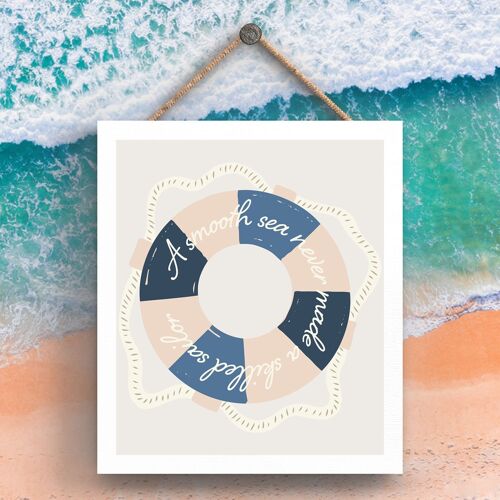 P3510 - Smooth Sea Lifebuoy Seaside Beach Themed Nautical Hanging Plaque