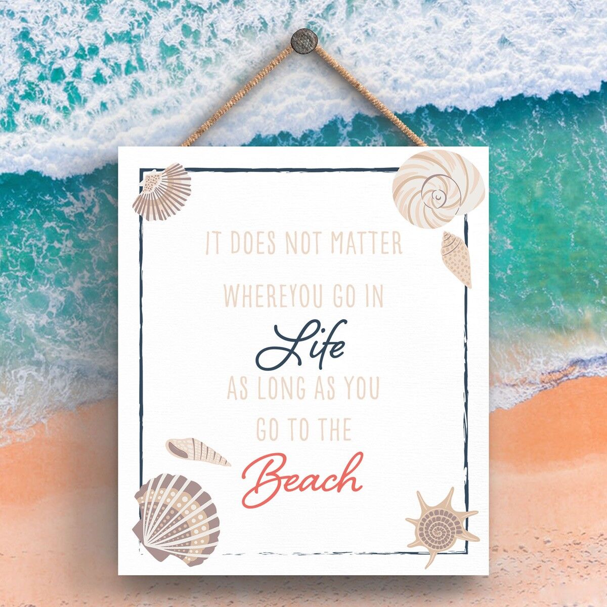 P3515 - Targa da appendere nautica a tema spiaggia al mare Catch Me By Sea