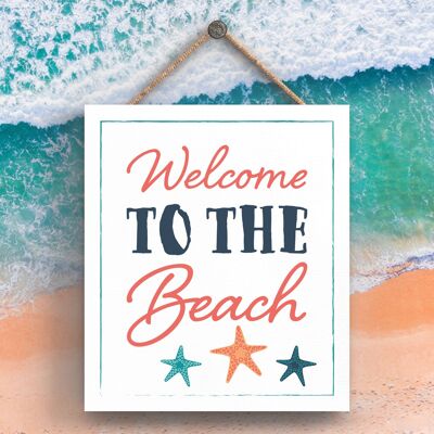P3526 - Welcome To The Beach Seaside Beach Themed Nautical Hanging Plaque