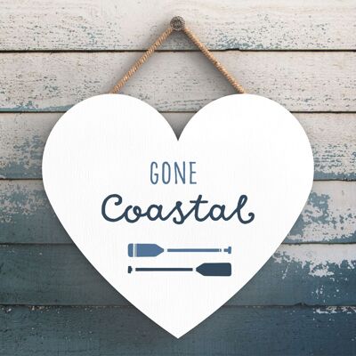 P3533 - Placa colgante de corazón náutico con tema de playa Gone Coastal Seaside