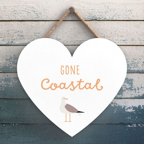 P3534 - Gone Coastal Seaside Beach Themed Nautical Heart Hanging Plaque