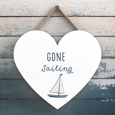 P3536 - Gone Sailing Seaside Beach The Nautical Heart Hanging Plaque