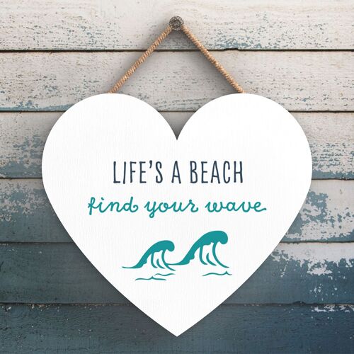 P3542 - Find Your Wave Seaside Beach Themed Nautical Heart Hanging Plaque