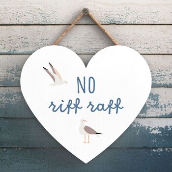 P3545 - No Riff Raff Seaside Beach The Nautical Heart Hanging Plaque 1