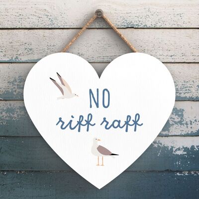 P3545 - No Riff Raff Seaside Beach The Nautical Heart Hanging Plaque