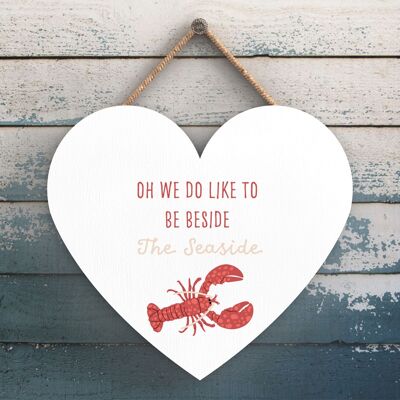 P3546 - Be Beside The Seaside Beach Themed Nautical Heart Hanging Plaque