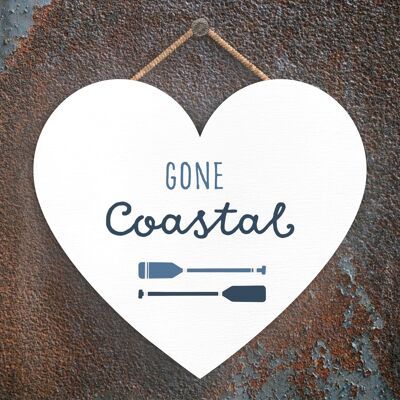 P3553 - Gone Coastal Seaside Beach Themed Nautical Heart Hanging Plaque