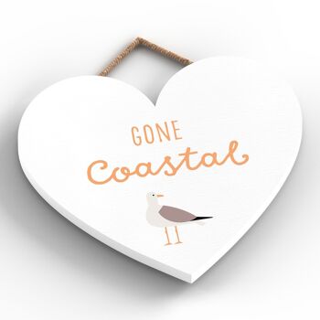 P3554 - Plaque à suspendre en forme de cœur nautique sur le thème de la plage côtière de Gone Coastal 2