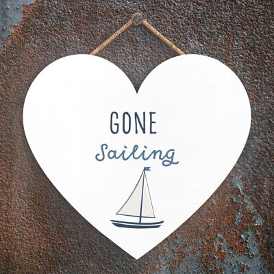 P3556 - Gone Sailing Seaside Beach Themed Nautical Heart Hanging Plaque