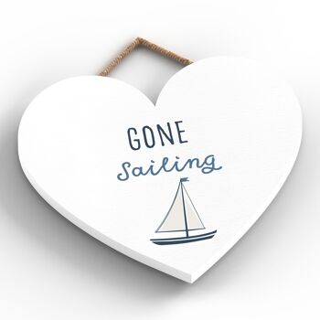 P3556 - Gone Sailing Seaside Beach The Nautical Heart Hanging Plaque 2