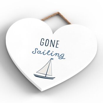 P3556 - Gone Sailing Seaside Beach The Nautical Heart Hanging Plaque 4