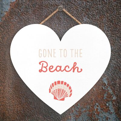 P3557 – Gone To The Beach Seaside Beach Schild mit nautischem Herz zum Aufhängen
