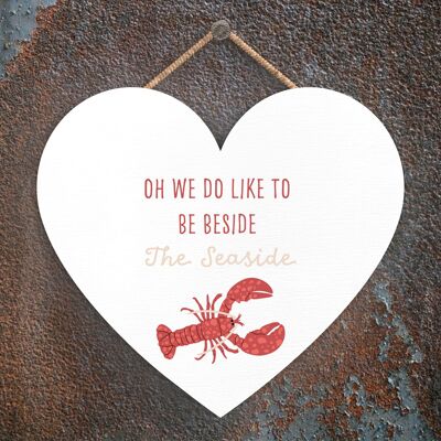 P3566 - Be Beside The Seaside Beach Themed Nautical Heart Hanging Plaque