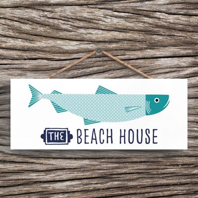 P3571 - Plaque à suspendre en forme de cœur nautique sur le thème de la plage balnéaire de Beach House