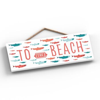 P3572 - Plaque à suspendre en forme de coeur nautique sur le thème de la plage balnéaire de To The Beach 2
