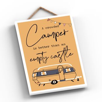 P3600 - Plaque à suspendre sur le thème du camping de caravane orange bondée 2