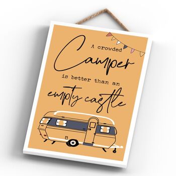 P3600 - Plaque à suspendre sur le thème du camping de caravane orange bondée 4