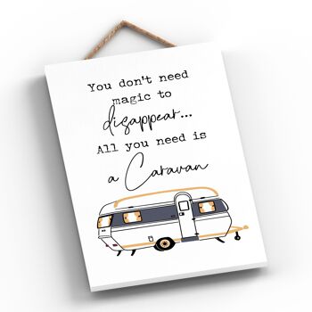 P3609 - Magic To Disappear Camper Caravan Camping Plaque à suspendre sur le thème 2