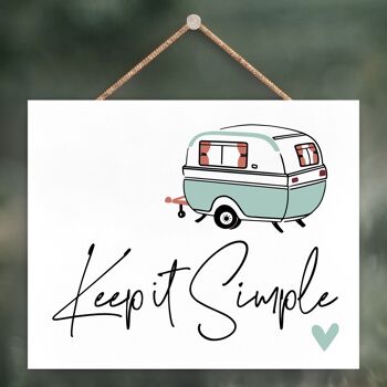 P3616 - Keep It Simple Blue Camper Caravan Camping Plaque à suspendre sur le thème 1