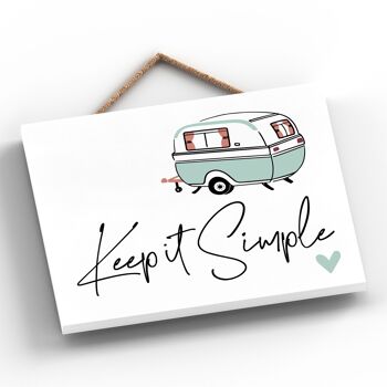 P3616 - Keep It Simple Blue Camper Caravan Camping Plaque à suspendre sur le thème 2