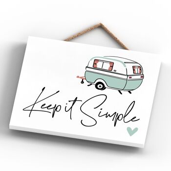 P3616 - Keep It Simple Blue Camper Caravan Camping Plaque à suspendre sur le thème 4