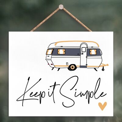 P3618 - Keep It Simple Yellow Camper Caravan Camping placa colgante temática